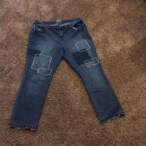 Blue patched jeans